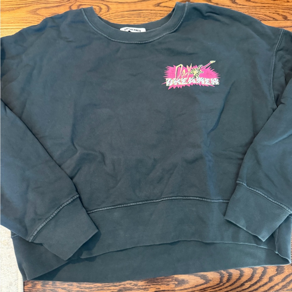 Daydreamer Black Sweatshirt with Pink and Green Graphic